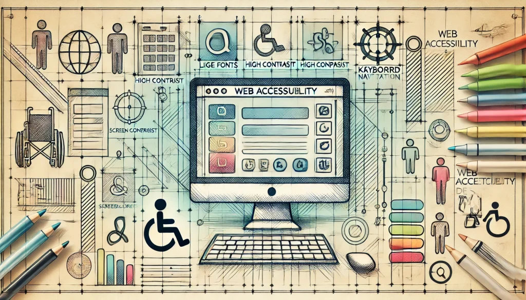 Image showing different aspects of web accessibility.