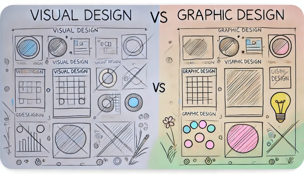 image showing the different tools that visual and graphic designers use.