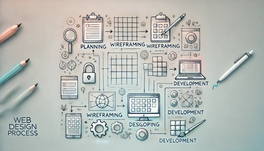 image showing the various tools used in the web design process.