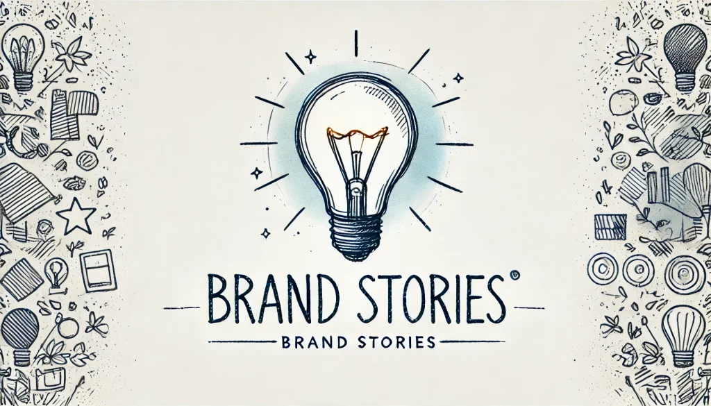 image about brand storytelling, featuring a lightbulb illustration with a clean and minimalist design.