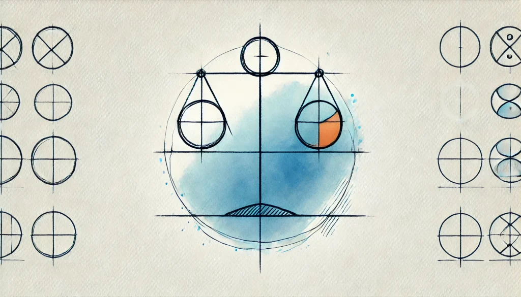 sketch image showing scales that represent the balance visual design needs to work well.