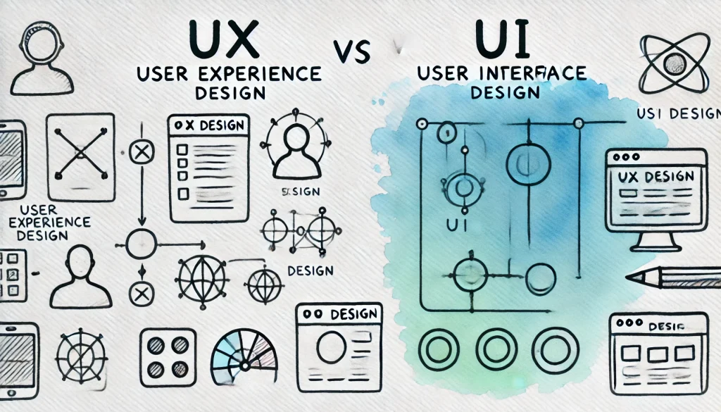 ux vs ui design image showing the different tools each discipline employs.