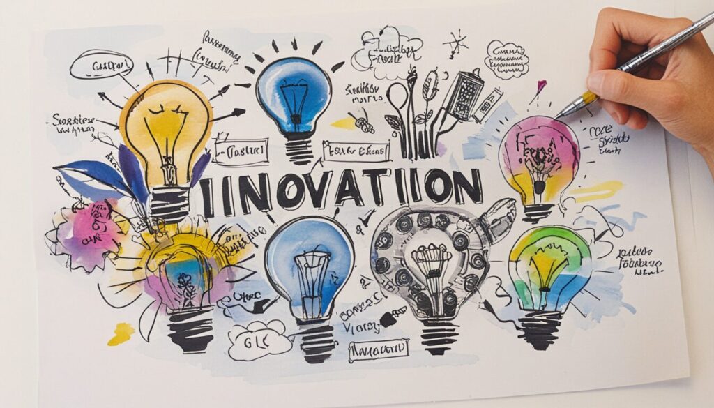 sketch image of lightbulbs showing the idea of innovation.