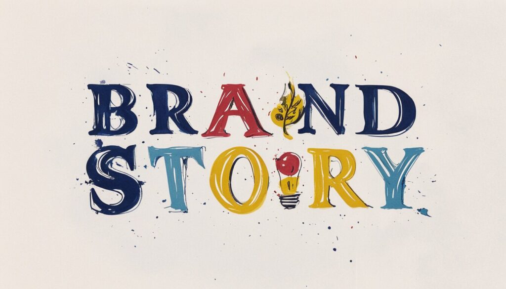 illustration with the words brand story in a hand drawn style