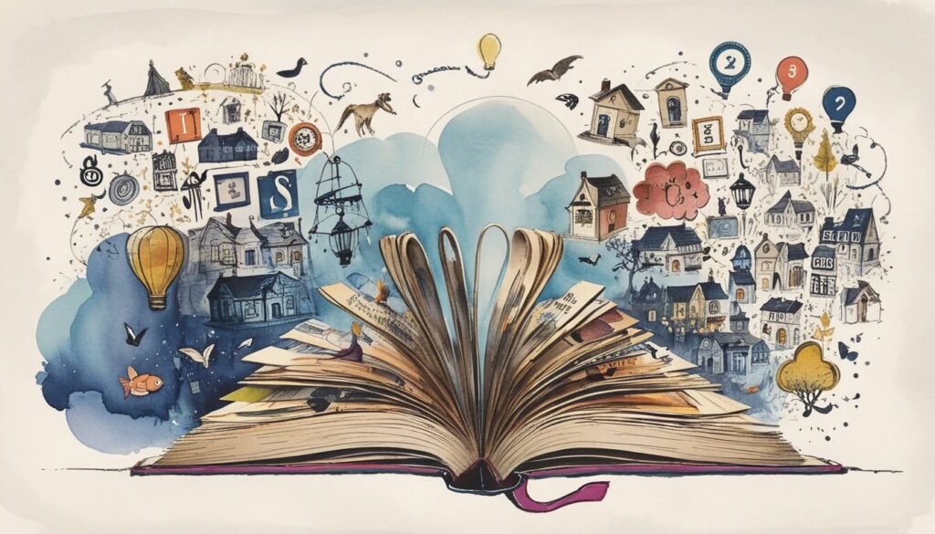 illustration of a book laying down with its pages flipping open to show the idea of storytelling in marketing.