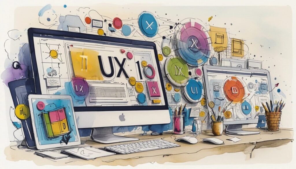 illustration of an imac with the letters UX to show the idea of UX design trends in 2025.