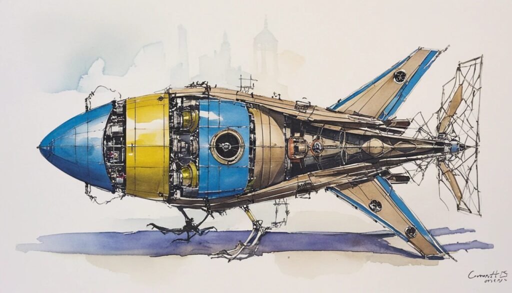 drawing of a rocket ship to show the idea of innovation.